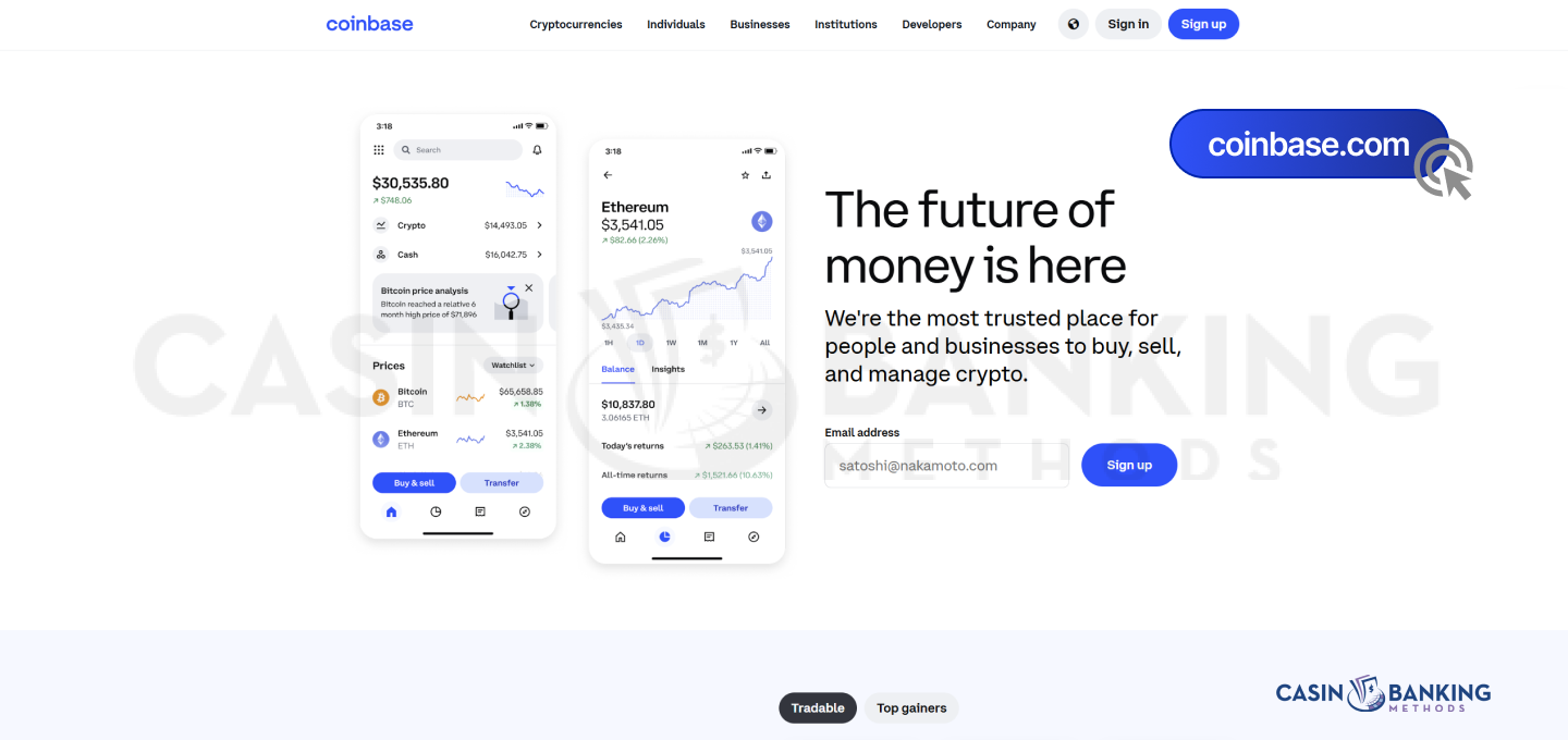Open the official Coinbase website